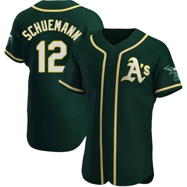 Green Max Schuemann Men's Oakland Athletics Alternate Jersey - Authentic Big Tall