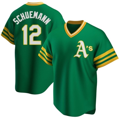 Green Max Schuemann Men's Oakland Athletics R Kelly Road Cooperstown Collection Jersey - Replica Big Tall