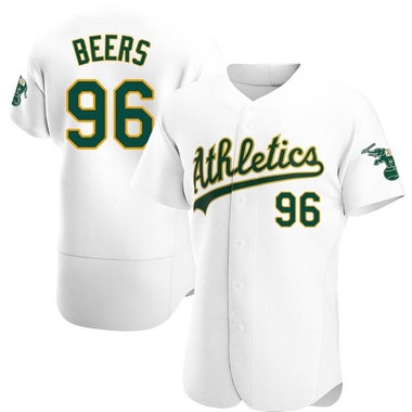 White Blake Beers Men's Oakland Athletics Home Jersey - Authentic Big Tall