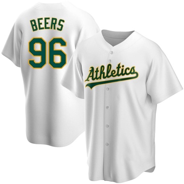 White Blake Beers Men's Oakland Athletics Home Jersey - Replica Big Tall