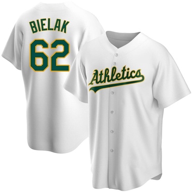 White Brandon Bielak Men's Oakland Athletics Home Jersey - Replica Big Tall