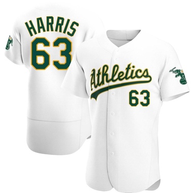 White Hogan Harris Men's Oakland Athletics Home Jersey - Authentic Big Tall