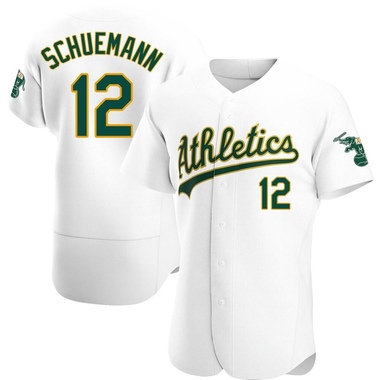 White Max Schuemann Men's Oakland Athletics Home Jersey - Authentic Big Tall