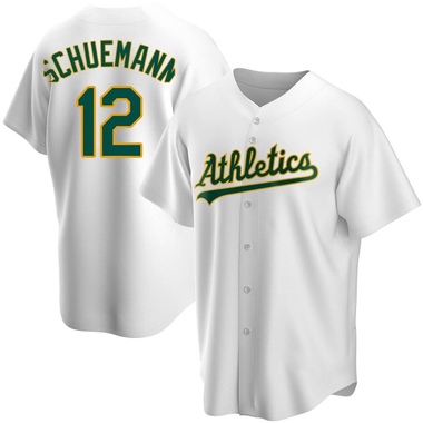 White Max Schuemann Men's Oakland Athletics Home Jersey - Replica Big Tall