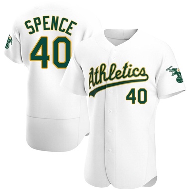 White Mitch Spence Men's Oakland Athletics Home Jersey - Authentic Big Tall